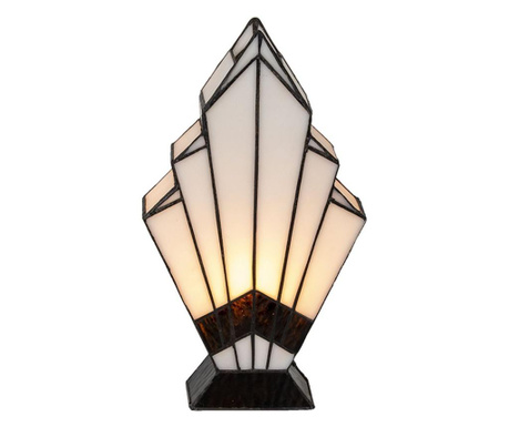Настолна лампа с Основа от От Полирезин Черен И Абажур От стъкло Tiffany 17x6x30 См  0