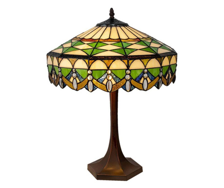 Barna polirezin talpú lámpa Tiffany III üvegbúrával, Ø 41x57 cm