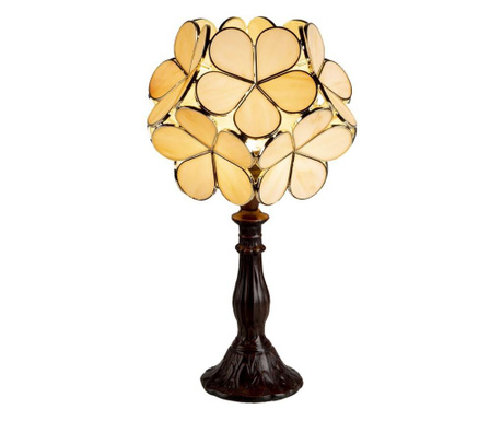 Настолна лампа с Основа от От Полирезин Кафяво И Абажур От стъкло Tiffany 21x21x38 См Clayre & Eef  0