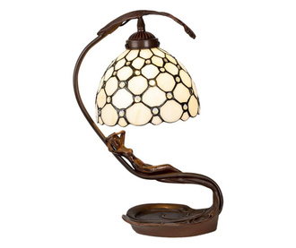 Настолна лампа с Основа от От Полирезин Кафяво И Абажур От стъкло Tiffany 28x20x41См  0