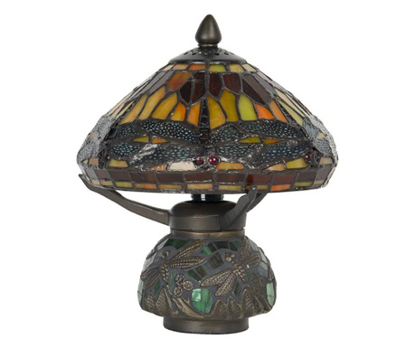 Настолна лампа с Основа от От Полирезин Кафяво И Абажур От стъкло Tiffany Ø 22x21 См  0
