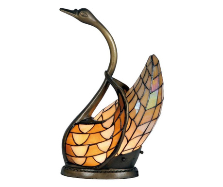 Настолна лампа с Основа от От Метал Златен И Абажур От стъкло Tiffany 30x20x45 См  0
