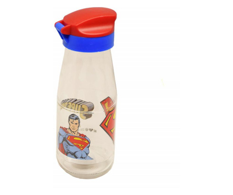 Sticla apa cu capac pentru copii, model Superman, 19 cm