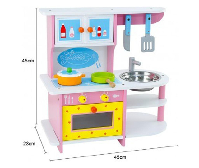 Bucatarie Mare din Lemn Pink Gas Stove for Chef Krista