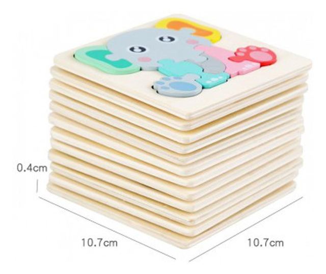 Puzzle 3D mini pastel, 12 modele, din lemn