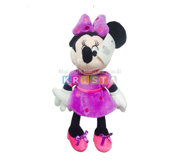 Mascota din plus fetita Minnie, 35 Cm, roz cu buline albe