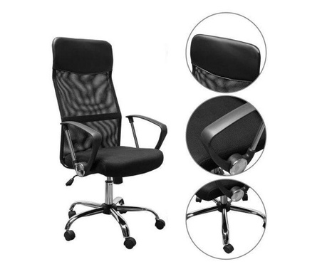 Ergonomikus irodai szék magasított háttámlával, fekete