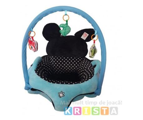 Fotoliu bebe cu spatar si arcada - Mickey Mouse bleu, din plus