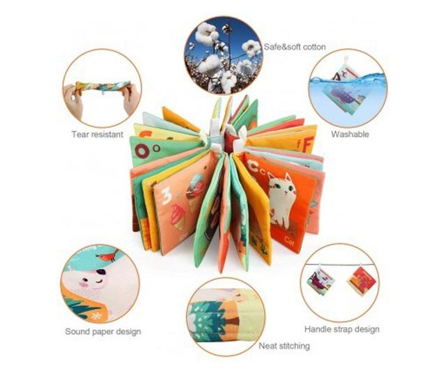 Set 6 carti senzoriale textile pentru bebelusi