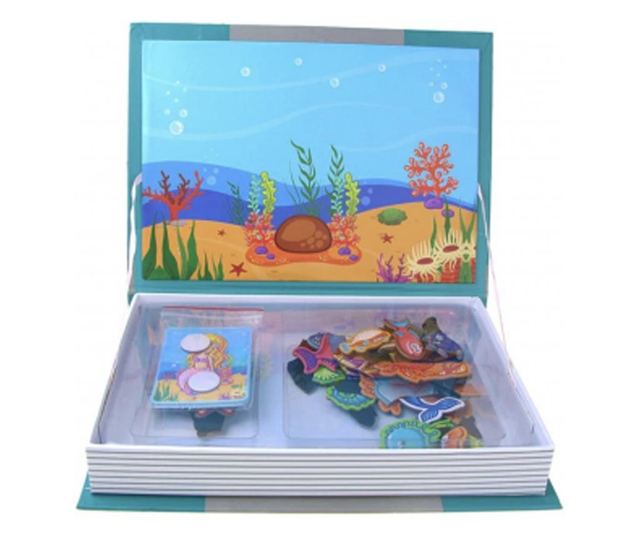 Carte cu 14 Puzzle Magnetic Magia Creaturilor Marine, 61 piese