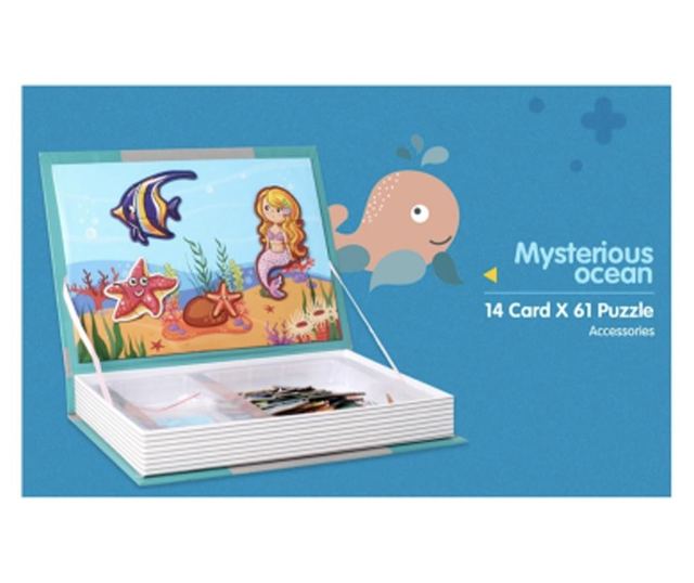 Carte cu 14 Puzzle Magnetic Magia Creaturilor Marine, 61 piese