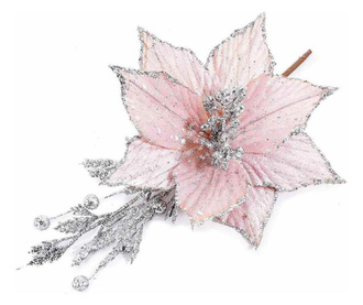 Craciunita artificiala roz cu sclipici argintiu 18 / 28 cm