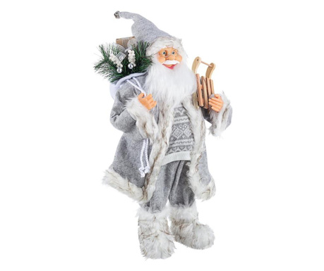 Фигурка на Дядо Коледа От Текстил Бяло Сив Frosty 36x20x61 См  0