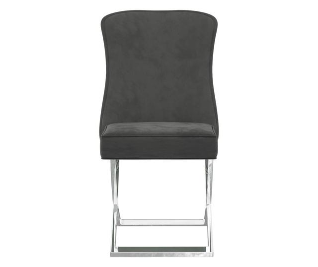 Stolica za blagovaonicu, siva, 53x52x98 cm, baršun i nehrđajući čelik