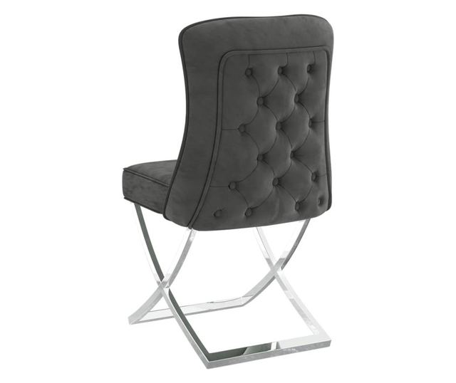 Stolica za blagovaonicu, siva, 53x52x98 cm, baršun i nehrđajući čelik