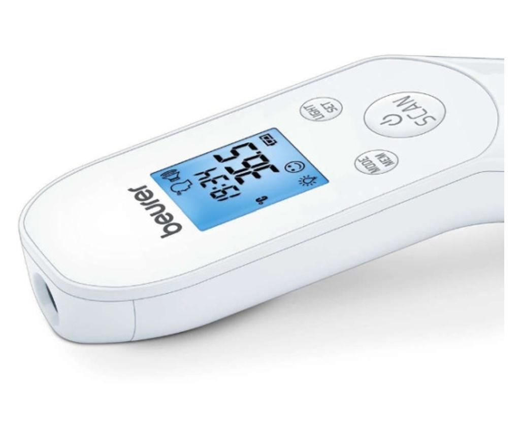 Безконтактен термометър Beurer, За челото, 60 записа, Автомтатично изключване, Звуков сигнал, Бял - 3