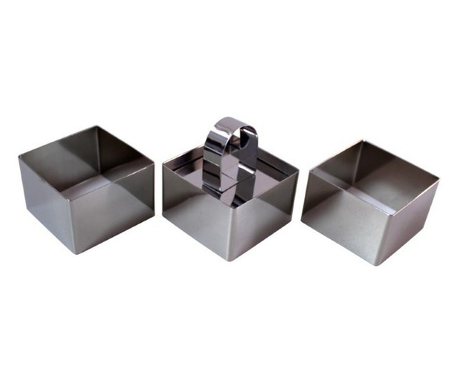 Комплект квадратна форма, AZHOME, неръждаема стомана, 3 бр