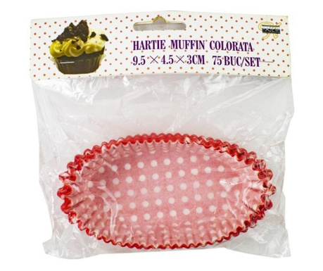 Hartie muffin colorata ovala 9,5x4,5x3,9 cm 75 buc/set