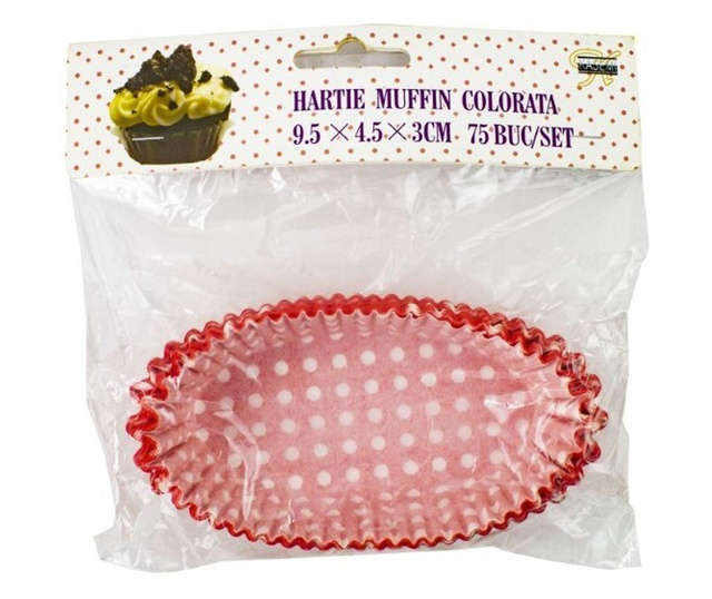 Hartie muffin colorata ovala 9,5x4,5x3,9 cm 75 buc/set, AZHOME