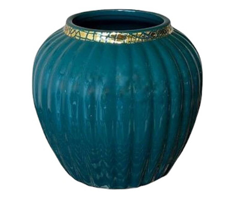 Тъмнозелена керамична ваза 9,5х15h см