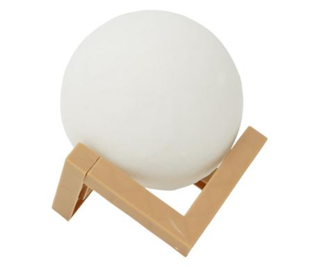 Lampa de veghe in forma de luna 3D Moon Light, alb cald alimentare baterii, fara acumulator, stand din plastic inclus, 8 cm, Fli