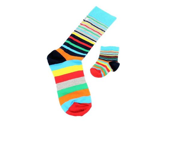 Комплект ярко оцветени чорапи, ODDSOCKS, за татко и бебе, модел MINIME 2, размер 39-46 и 0-12 месеца
