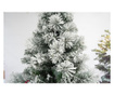 Brad artificial de Craciun nins, decorat cu conuri pin, pentru interior/exterior, inaltime 210 cm, diametru 131 cm, 630 ramuri,