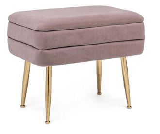 Klupa s prostorom za odlaganje, zlatnim željeznim nogama i presvlakom od ljubičastog velura Pavlina 50 cm x 34,5 cm x 42 h