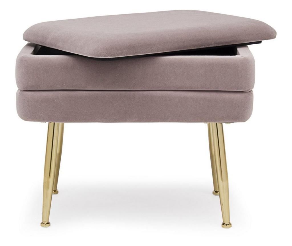 Pavlina 50 cm x 34,5 cm x 42 h Otomanska klupa s zlatnim željeznim nogama i ljubičastom baršunastom presvlakom - 2