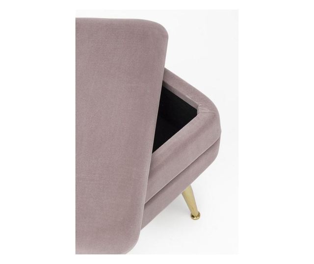 Klupa s prostorom za odlaganje, zlatnim željeznim nogama i presvlakom od ljubičastog velura Pavlina 50 cm x 34,5 cm x 42 h