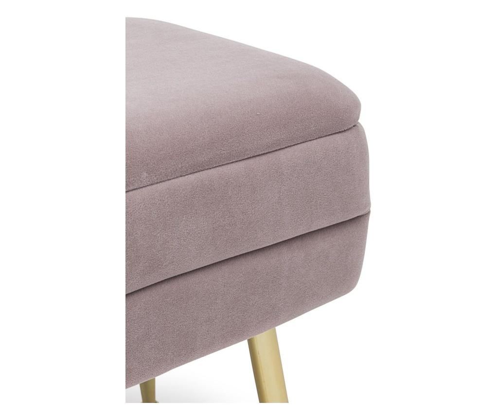 Pavlina 50 cm x 34,5 cm x 42 h Otomanska klupa s zlatnim željeznim nogama i ljubičastom baršunastom presvlakom - 4