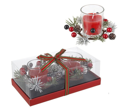 Set 2 rdečih dišečih sveč v darilni škatli 19x11x7 cm