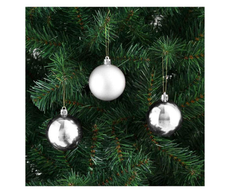 Set ornamente de brad, 112 piese - Argintiu