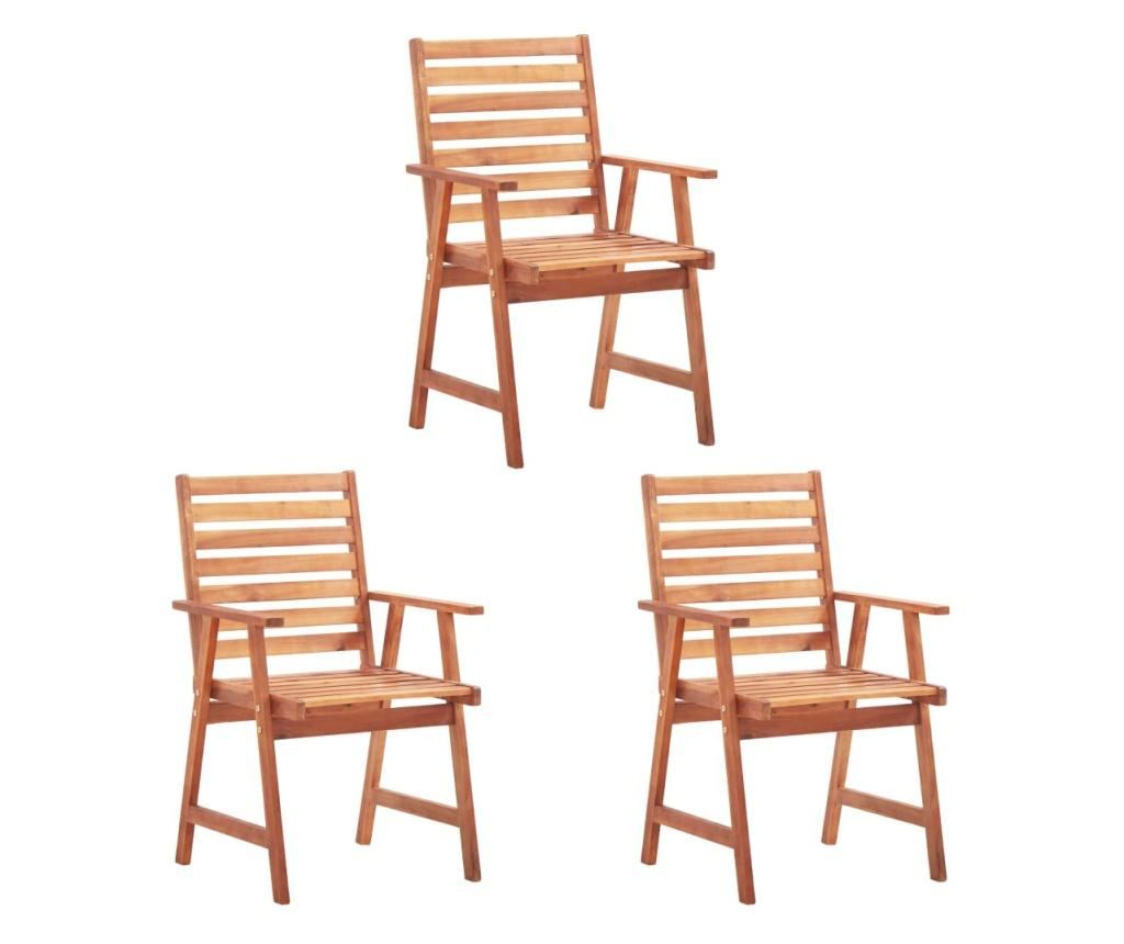 Външни столове с възглавници, 3 бр., Масивна акациева дървесина - 2