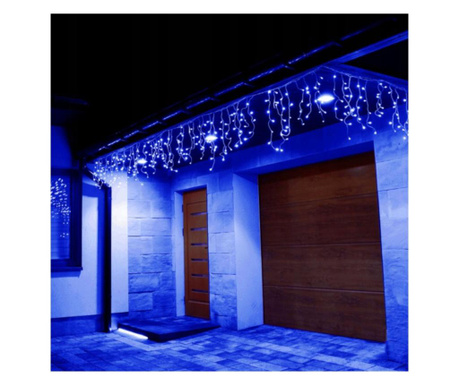 Ghirlanda luminoasa tip perdea 200 LED-uri, 8m, pentru interior/exterior, iluminare albastra