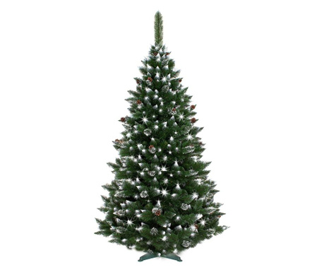 Brad artificial Christmas Deluxe, nins cu ornamente de cristal si conuri, 180cm