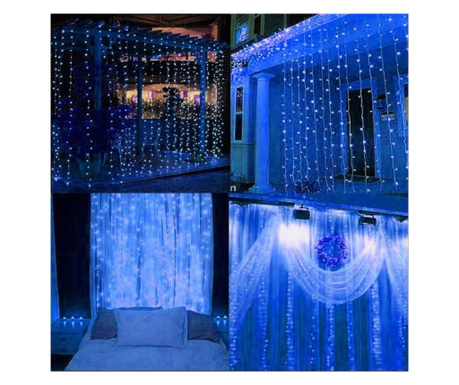 Ghirlanda luminoasa 300 LED-uri, 3m, pentru interior/exterior, telecomanda, iluminare albastra