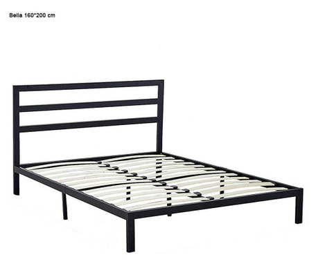 Kovový postelový rám s roštem jako dárek, ve více rozměrech a barvách, černý, 160x200,Bella