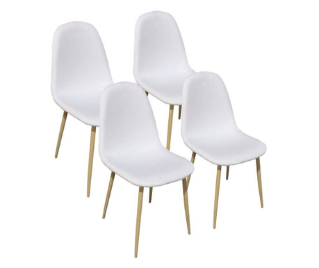 4 buc scaune acoperite cu material textil - Alb