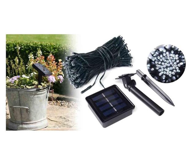Ghirlanda luminoasa solara pentru gradina cu 100 LED, 20 m - Alb rece
