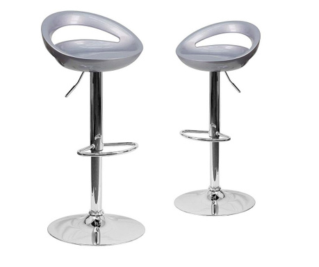 2 buc scaune de bar Kitti - Argintiu