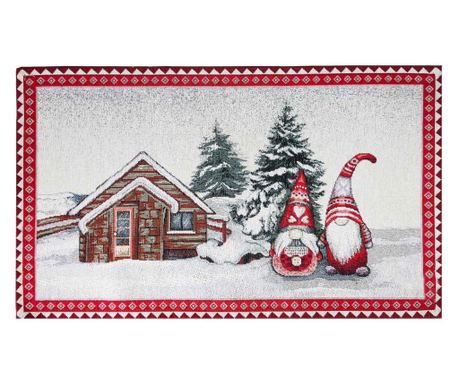 Servet Textile4home, bumbac, poliester, 30x50 cm, argintiu/rosu