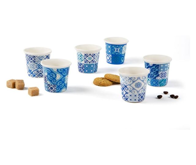 Set 6 cesti pentru cafea Excelsa, Maiolica Blue, portelan, albastru, 90 ml