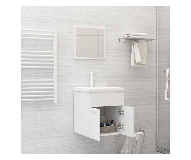 Set mobilier de baie, alb, PAL