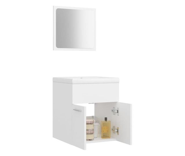 Set mobilier de baie, alb, PAL