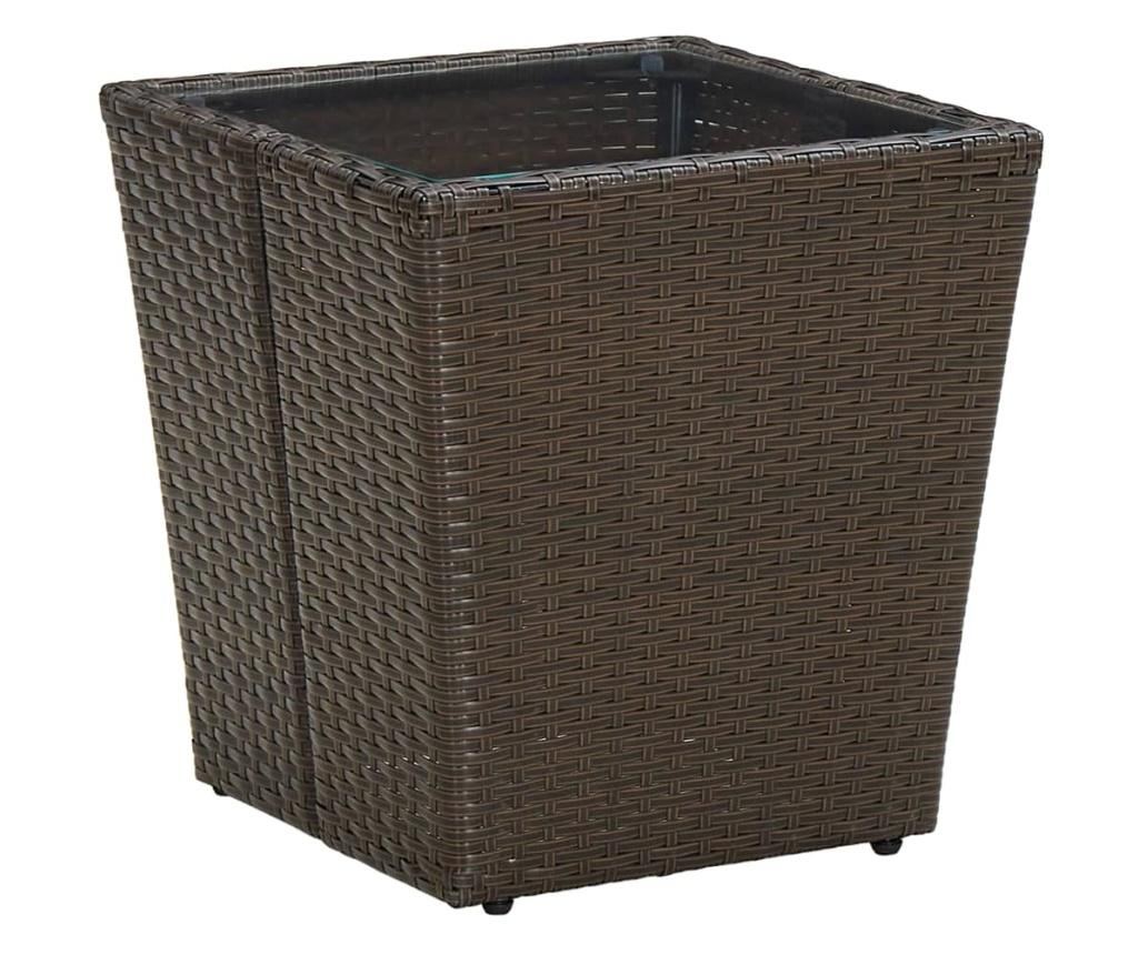 3dílný bistro set s poduškami hnědý polyratan a sklo - 4