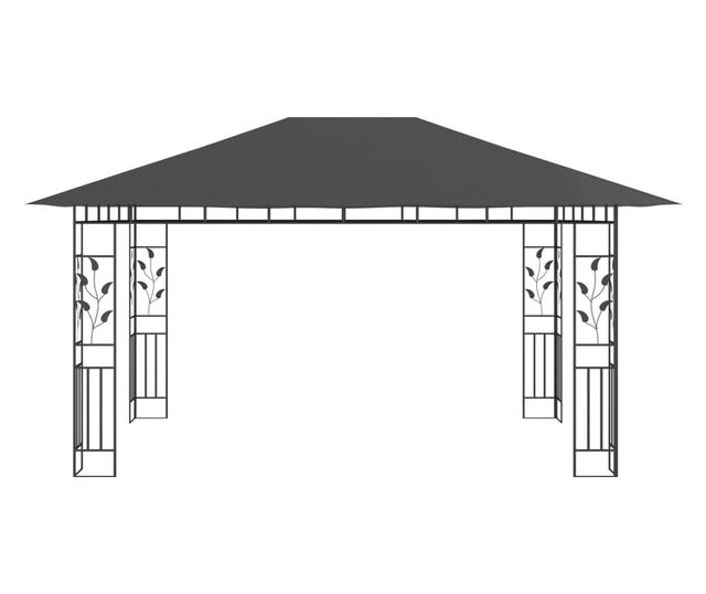Κιόσκι με κουνουπιέρα, ανθρακί, 4 x 3 x 2.73 μ.
