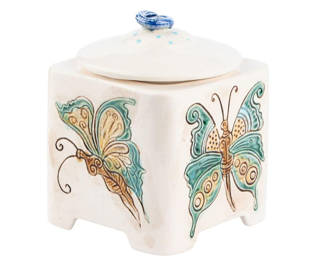 Recipient decorativ din ceramica, detaliu fluture