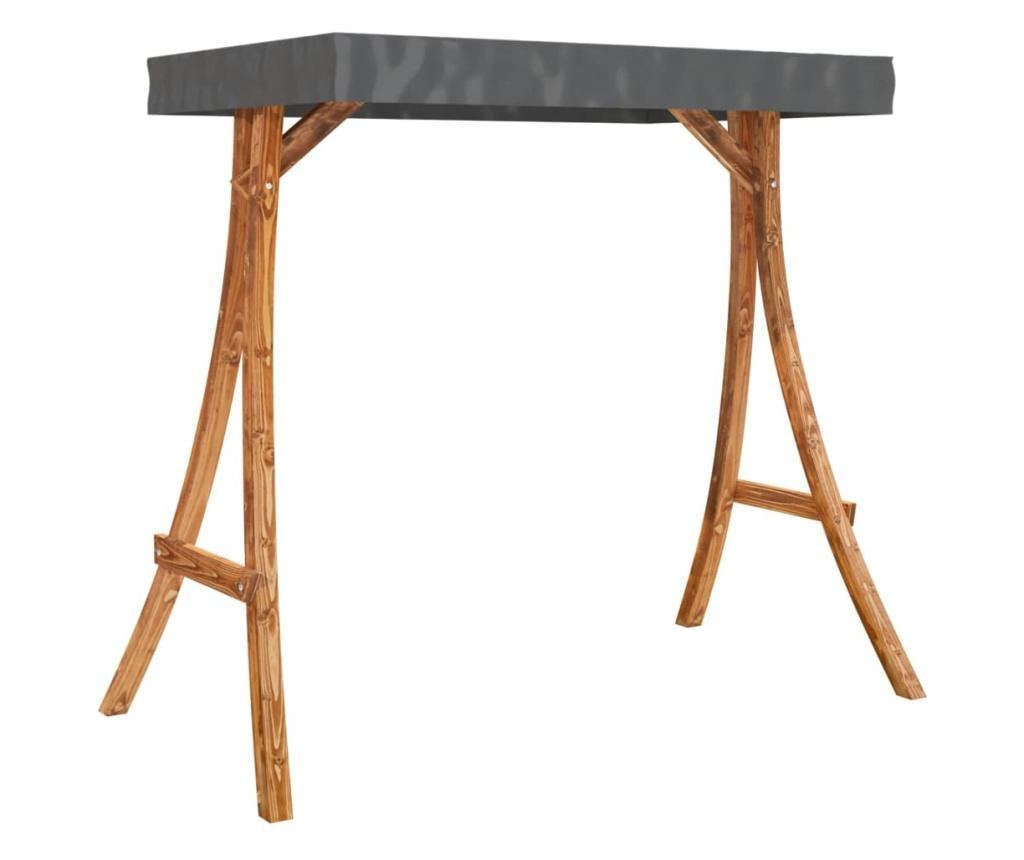 Дървен люлеещ се стол с възглавница и сенник, масивна смърчова дървесина - 7