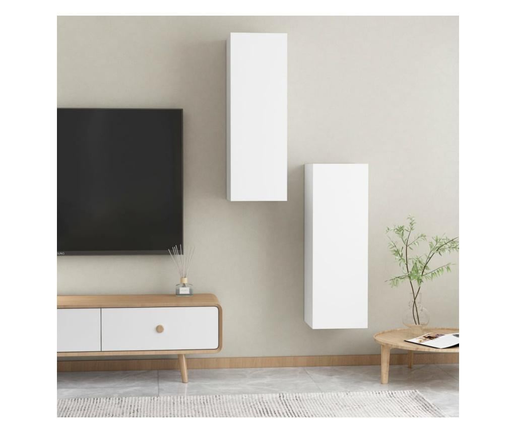 TV komode, 2 kom., bijela, 30,5x30x90 cm, iverica - 10